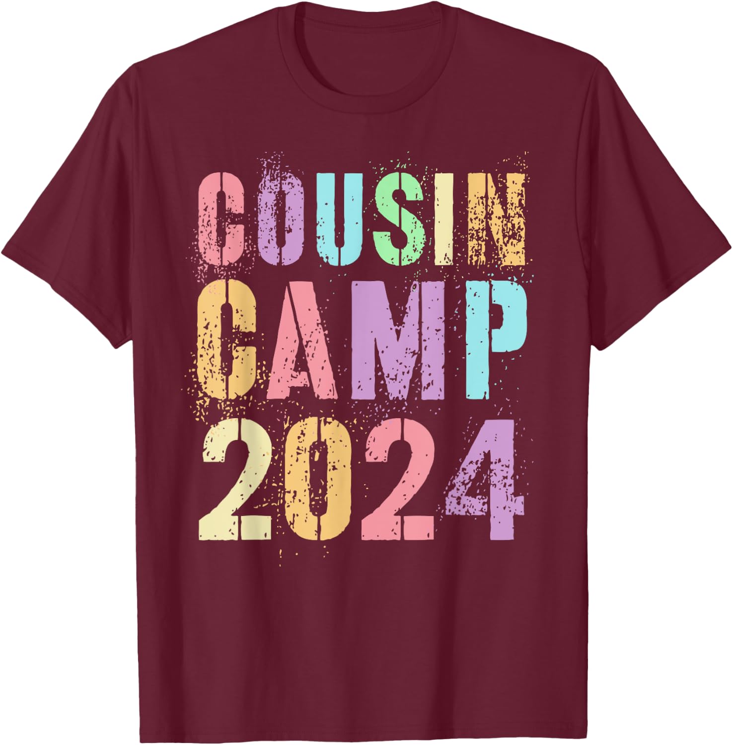 Kids COUSIN CAMP 2024 Family Vacation Crew Summer Trip Vacay T-Shirt - T-Shirt | Maroon