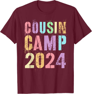 Kids COUSIN CAMP 2024 Family Vacation Crew Summer Trip Vacay T-Shirt - T-Shirt | Maroon