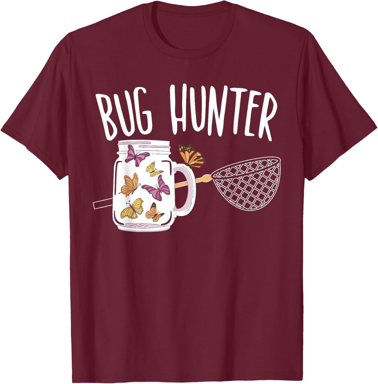 Bug Hunter Entomology Insect Catching Ladybug Butterfly T-Shirt - T-Shirt | Maroon