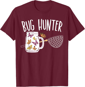 Bug Hunter Entomology Insect Catching Ladybug Butterfly T-Shirt - T-Shirt | Maroon
