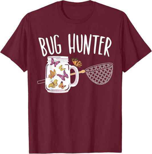 Bug Hunter Entomology Insect Catching Ladybug Butterfly T-Shirt - T-Shirt | Maroon