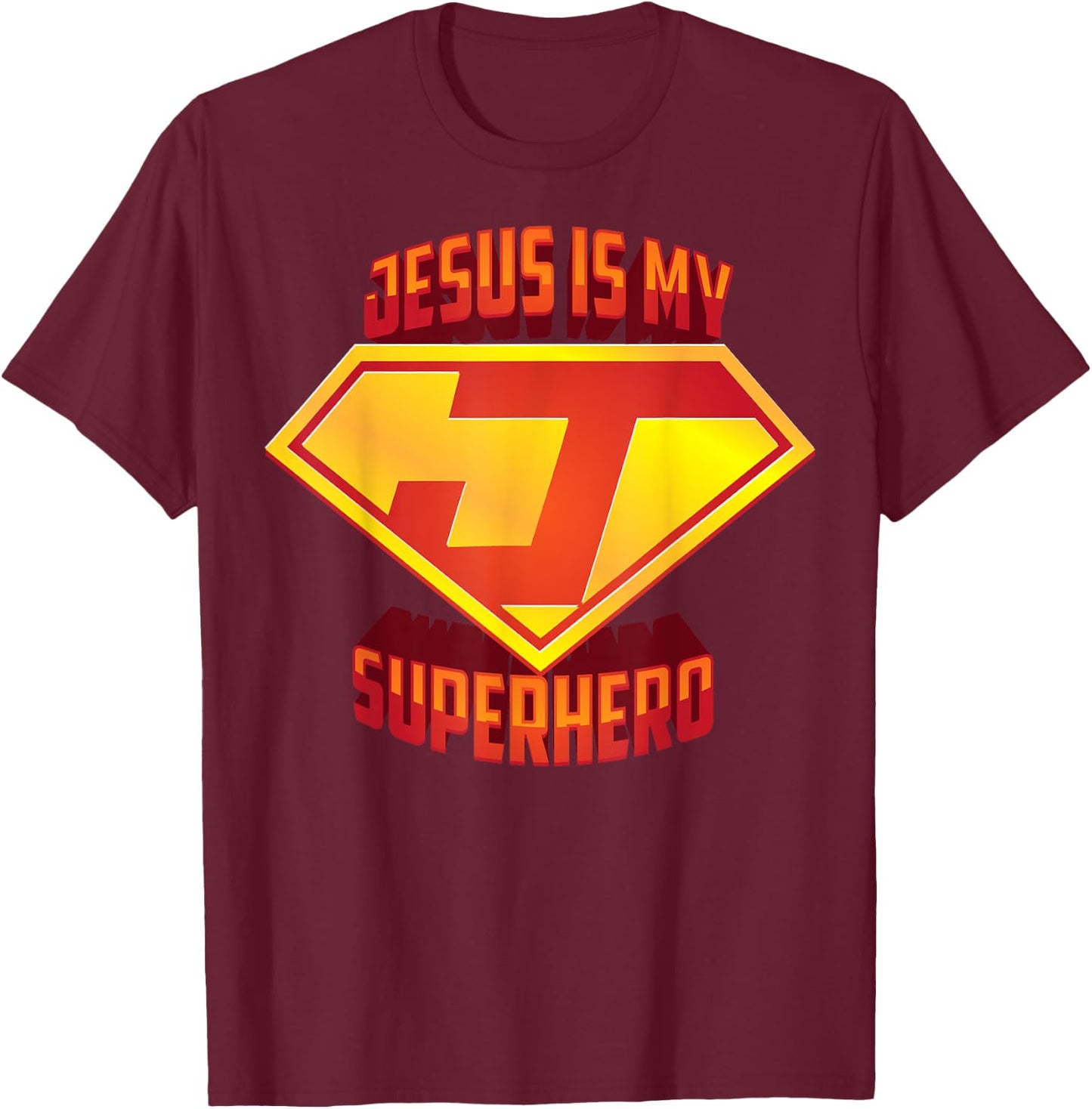Cute Jesus Is My Superhero Birthday Present For You T-Shirt - T-Shirt | Maroon