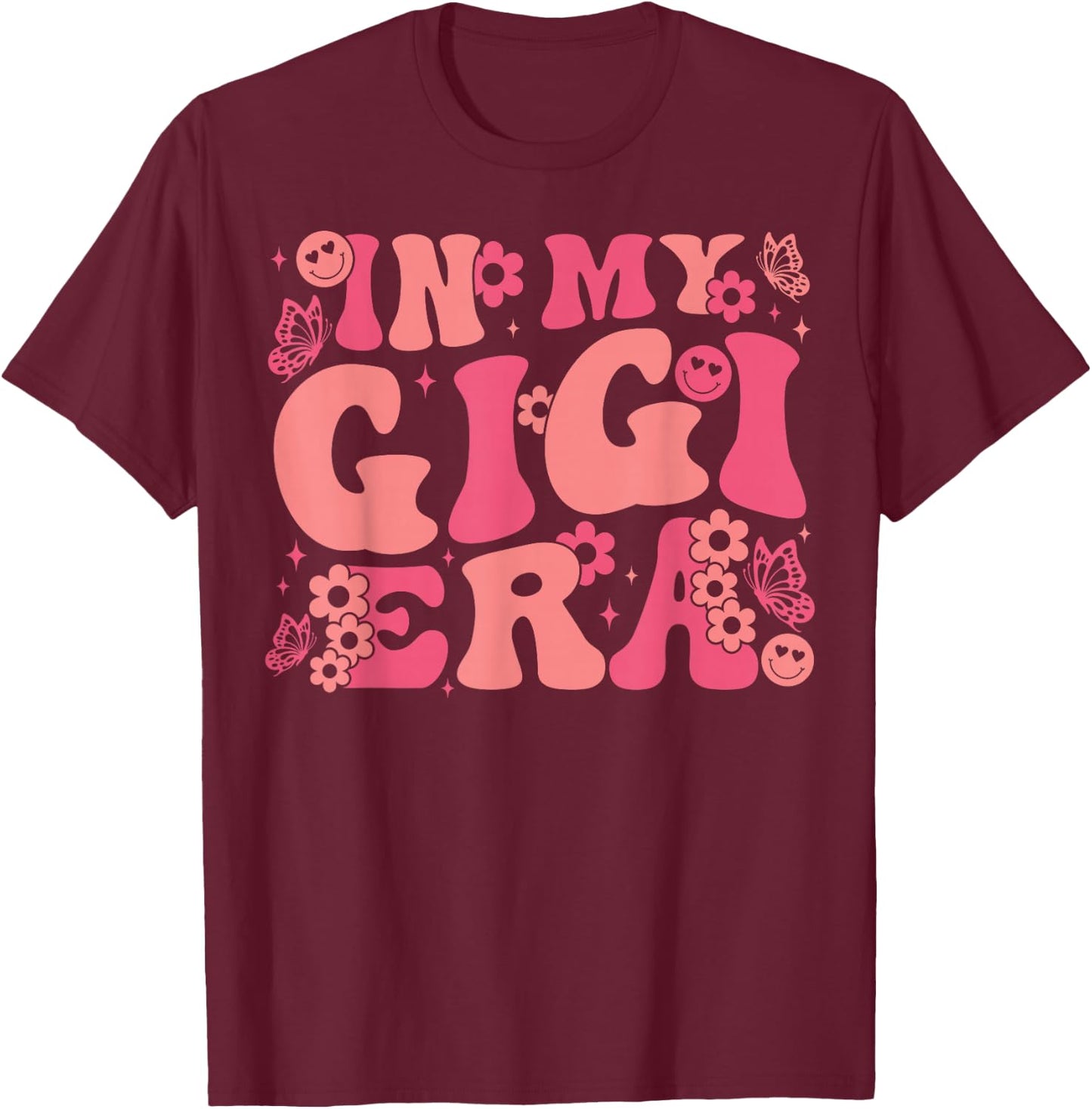 In My Gigi Era Baby Announcement for Grandma Mother's Day T-Shirt - T-Shirt | Maroon