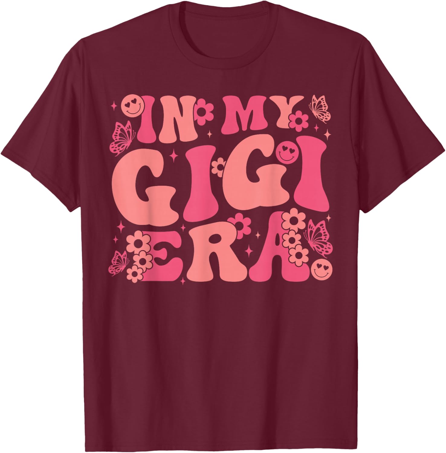 In My Gigi Era Baby Announcement for Grandma Mother's Day T-Shirt - T-Shirt | Maroon