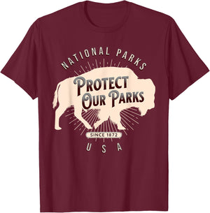 Protect Our Parks National Park America Hike Outdoors T-Shirt - T-Shirt | Maroon