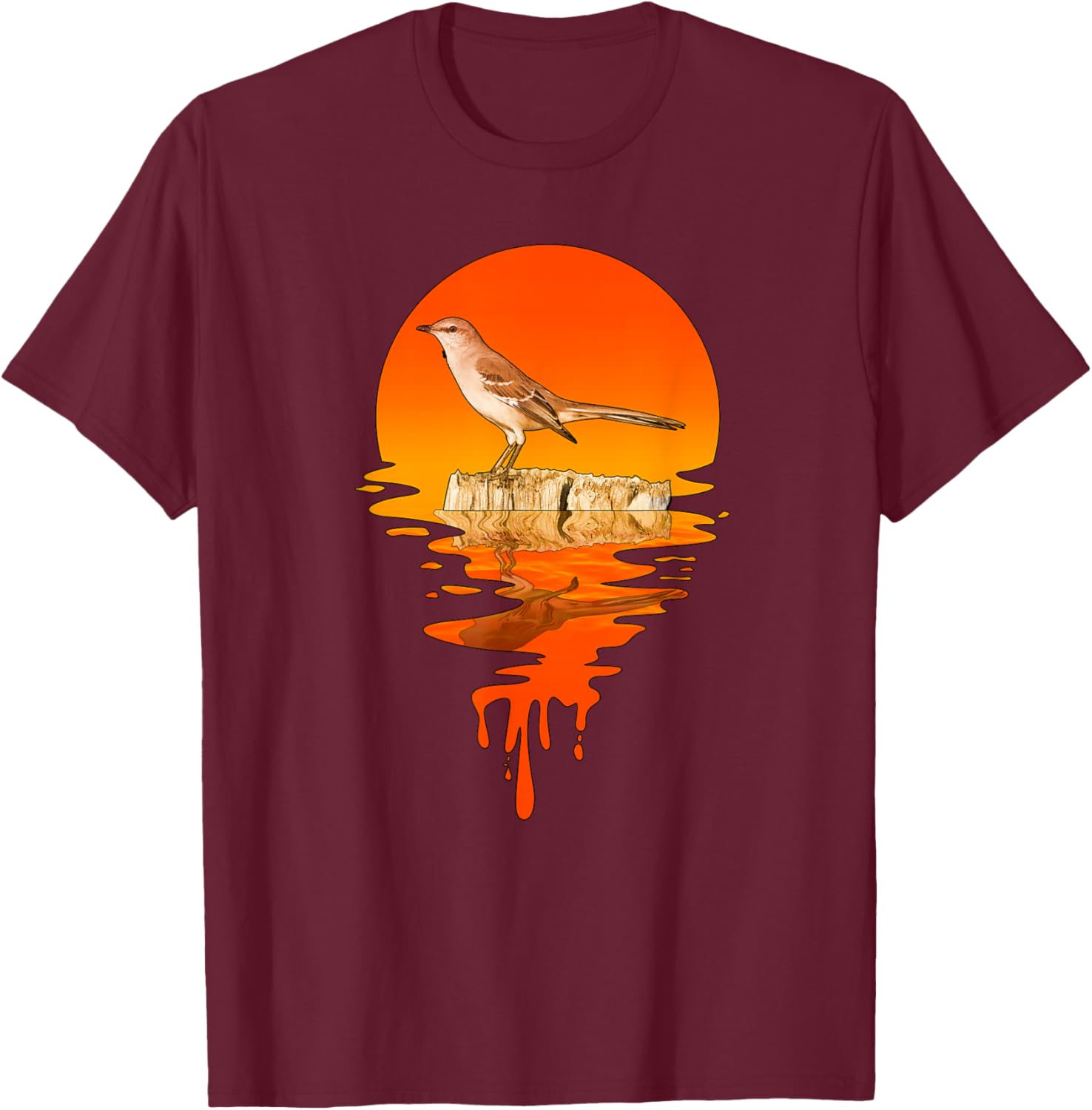 Vintage Retro Style Mockingbird T-Shirt - T-Shirt | Maroon