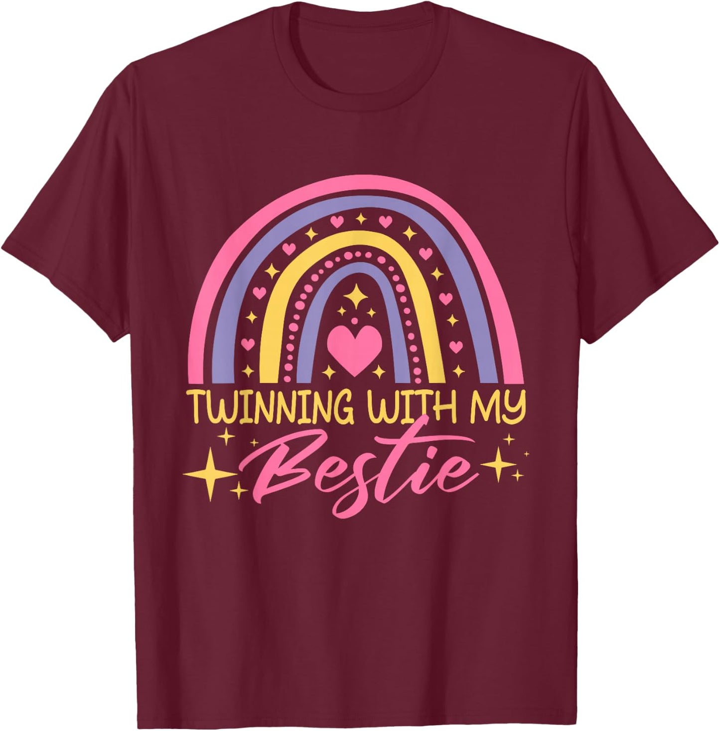 Matching Twin Spirit Week Twinning With My Bestie Rainbow T-Shirt - T-Shirt | Maroon