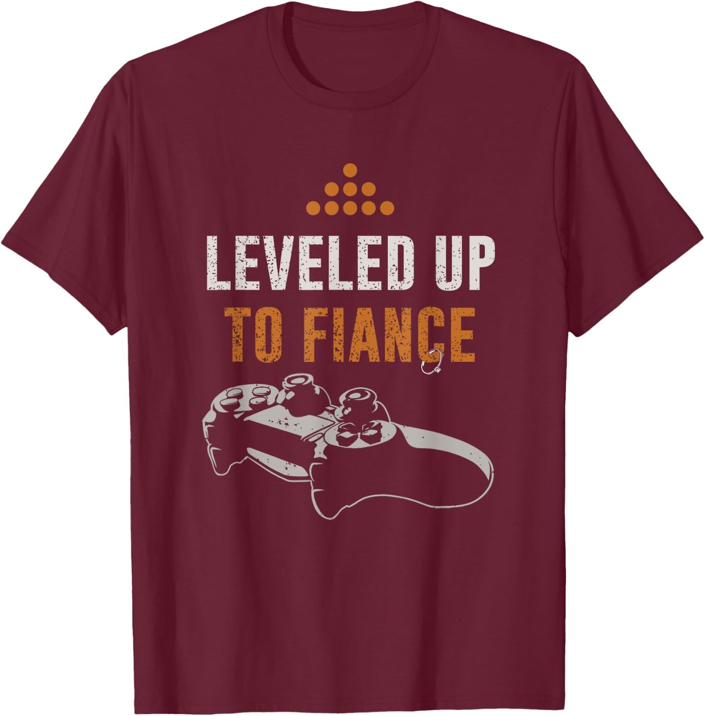 Leveled Up To Fiance - Gaming Fiance - Cute Couple T-Shirt - T-Shirt | Maroon