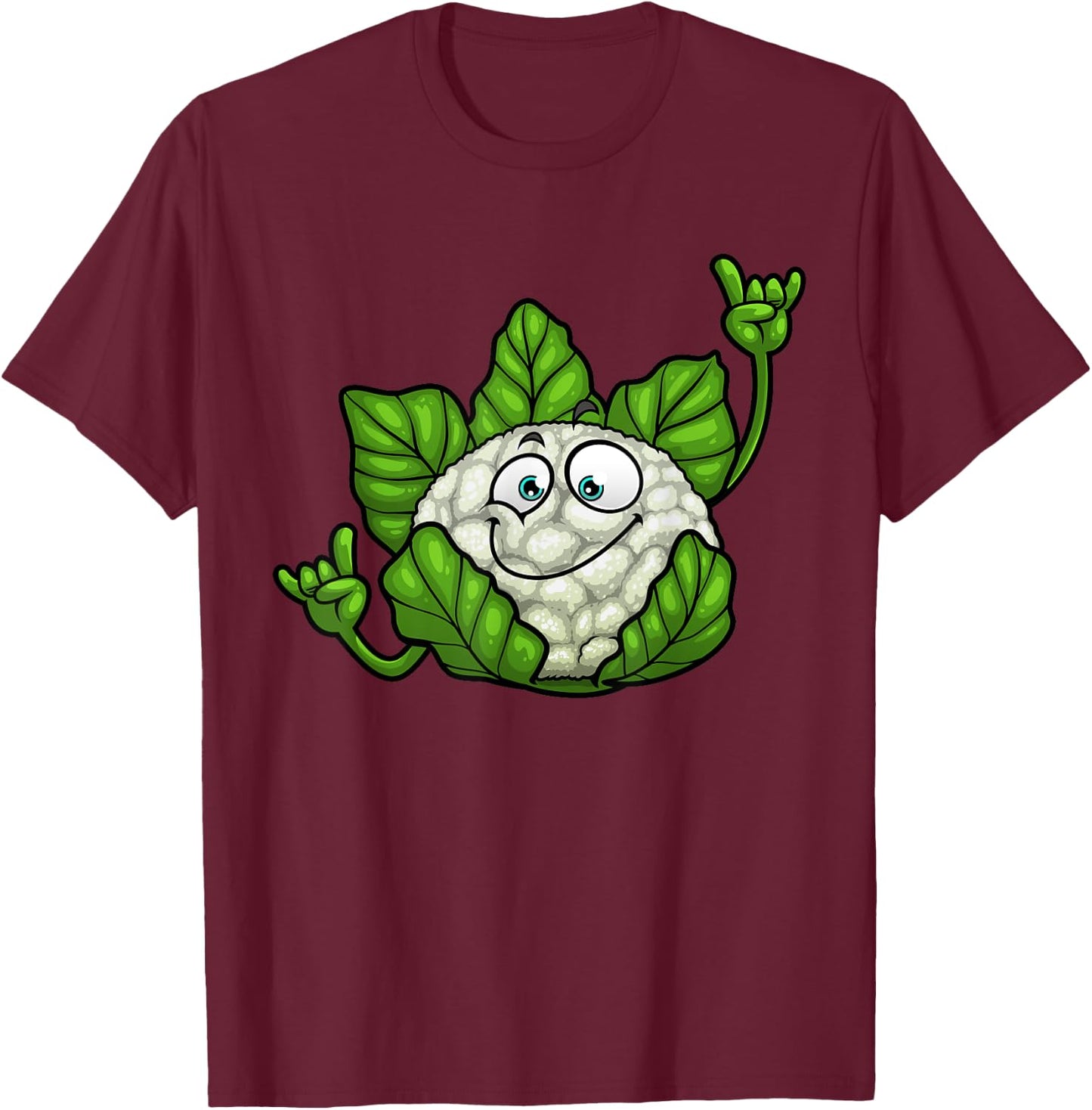Funny Cauliflower Designs Women Veggie Lover Vegan T-Shirt - T-Shirt | Maroon
