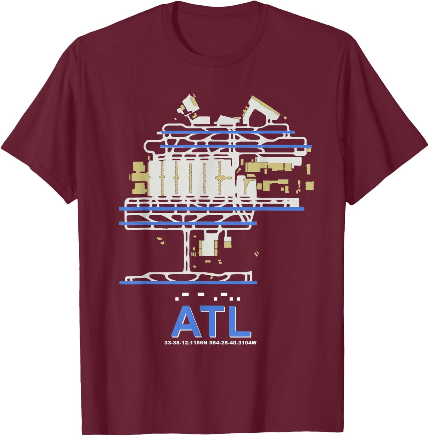 ATL Hartsfield Jackson Atlanta Int'l Airport Art Pilot T-Shirt - T-Shirt | Maroon