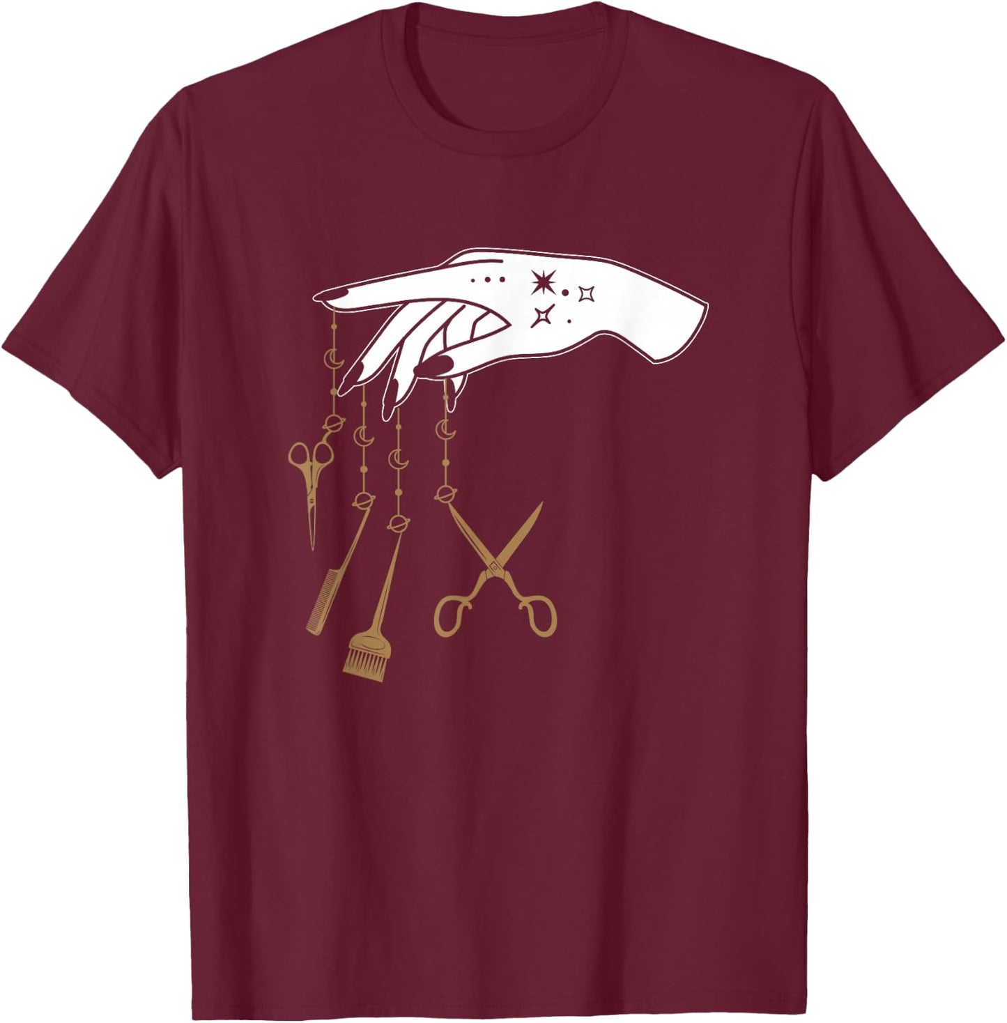 Scissor Hair Salon Barber Hairstylist Tattooed Hairdresser T-Shirt - T-Shirt | Maroon