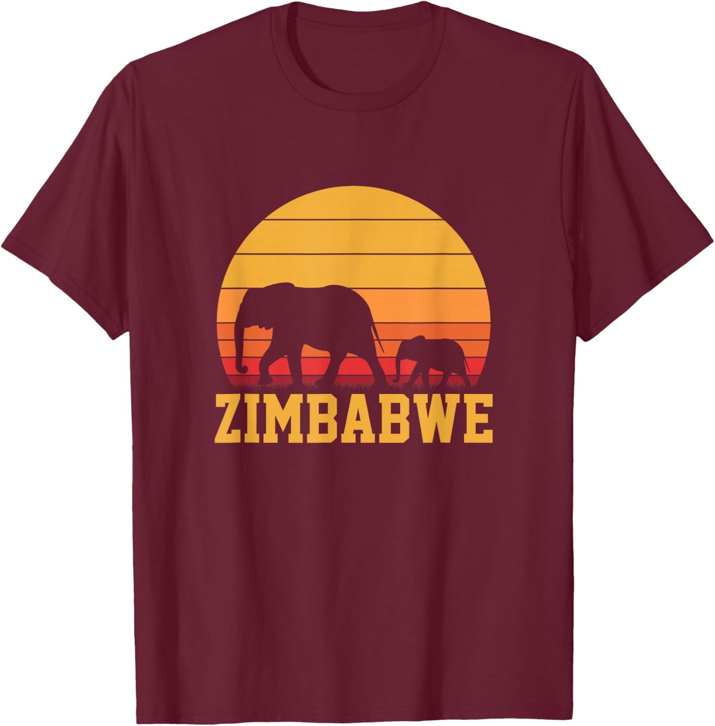 Zimbabwe Elephant, Zimbabwe T-Shirt - T-Shirt | Maroon