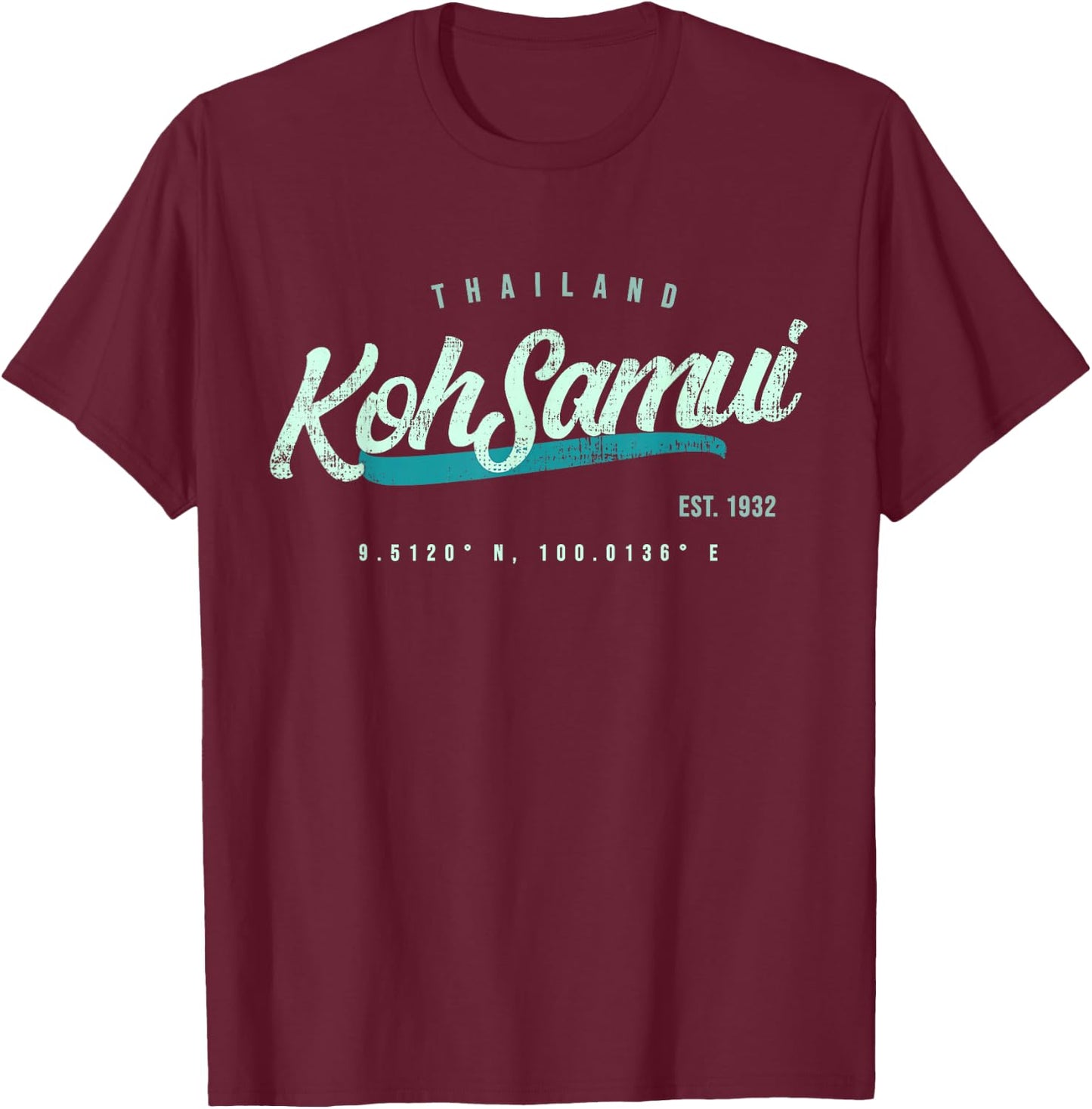 Ko Samui Thailand Retro T-Shirt - T-Shirt | Maroon