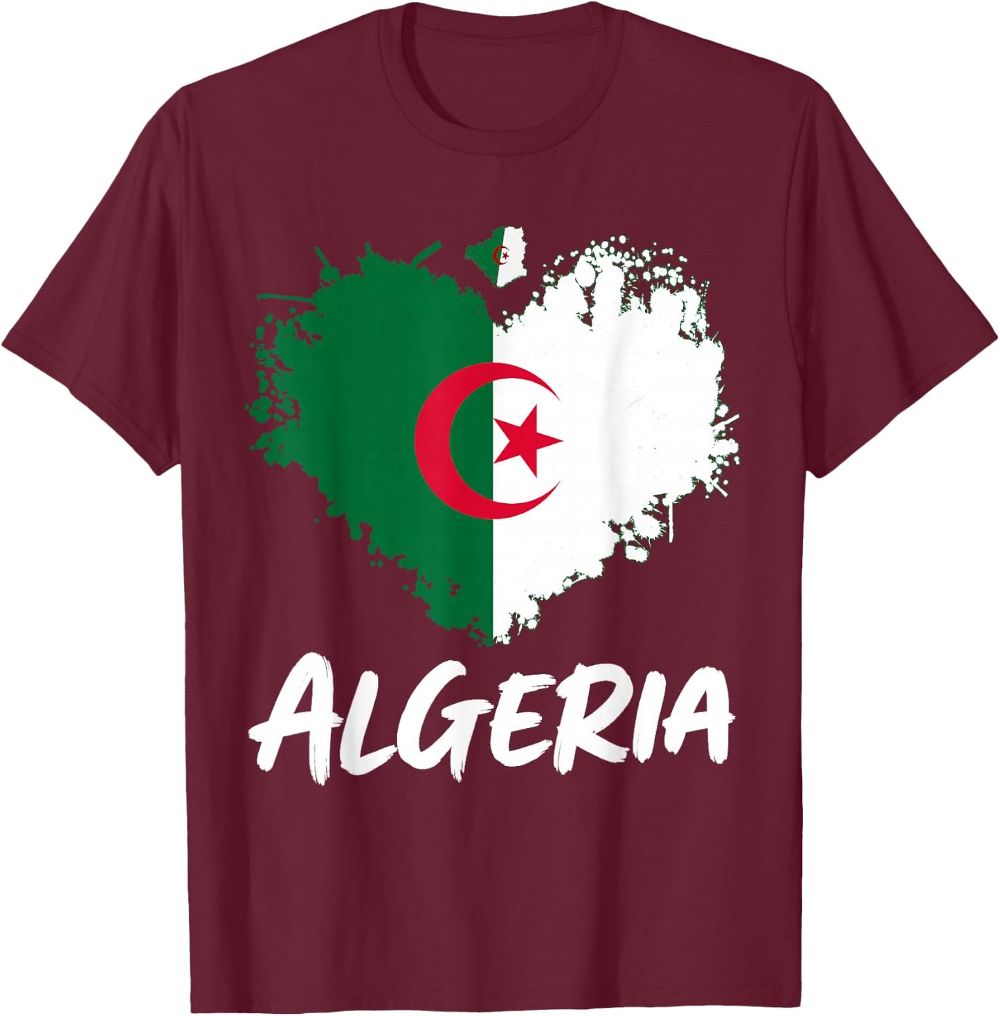 Algerian Flag Heritage Outfit Idea Algeria Themed T-Shirt - T-Shirt | Maroon
