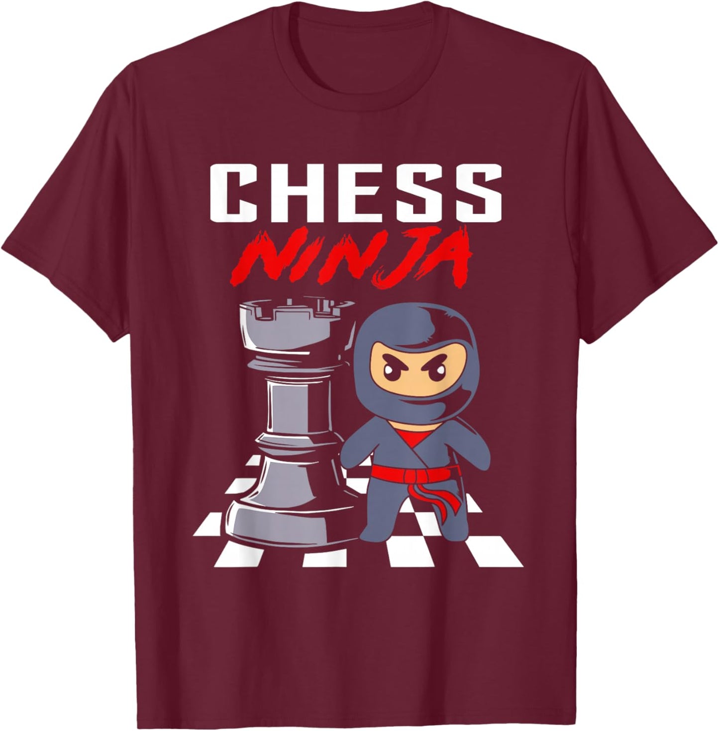 Funny chess ninja for kids and chess player T-Shirt - T-Shirt | Maroon