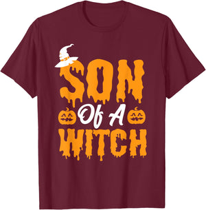 Son of a Witch Halloween Trick Or Treat Boys Wizard T-Shirt - T-Shirt | Maroon