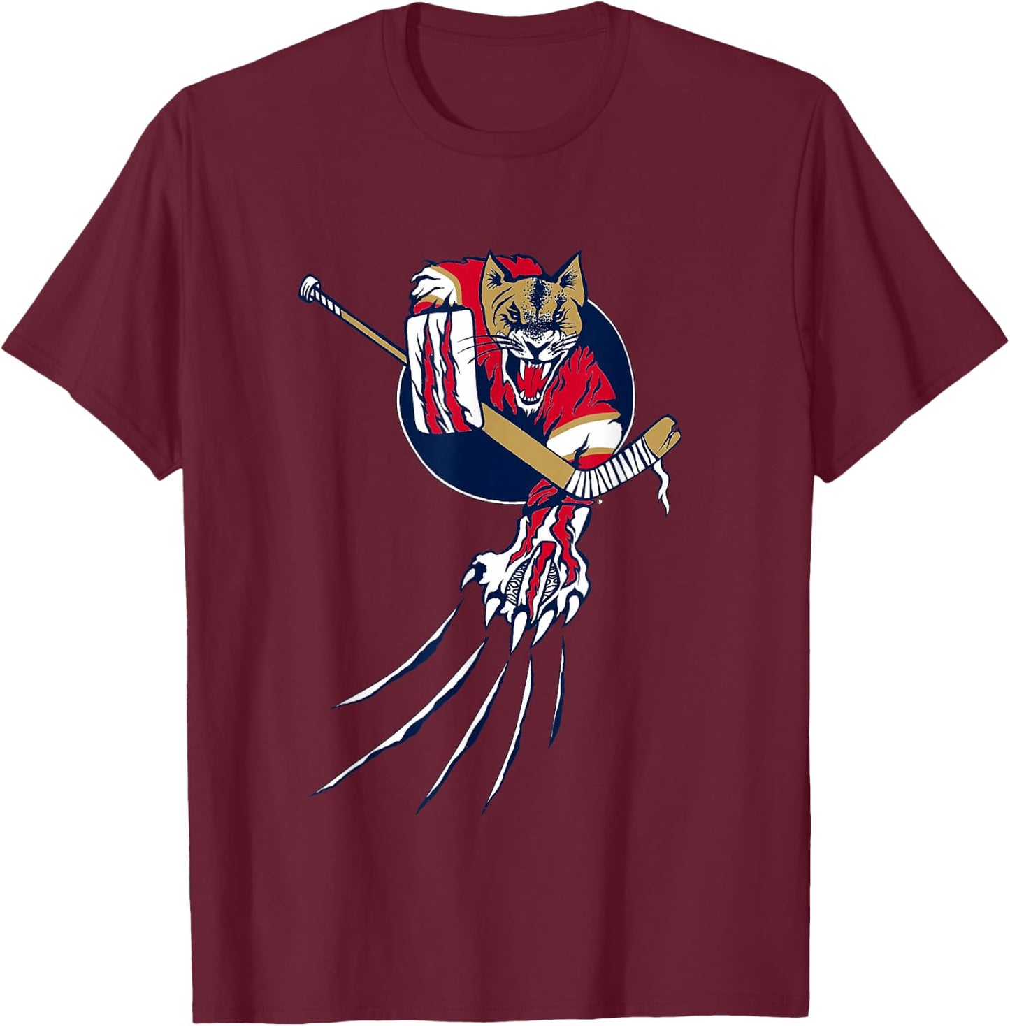 Ice Beast Lion Panther Cougar Hockey Claws Logo T-Shirt - T-Shirt | Maroon