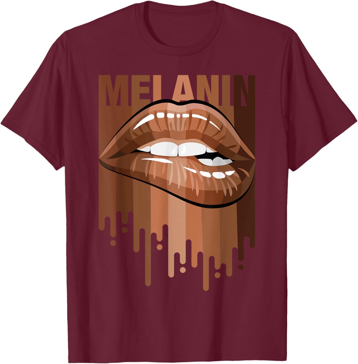 Cool Melanin Girl Lips Graphic , Black Girls Magic Style T-Shirt - T-Shirt | Maroon