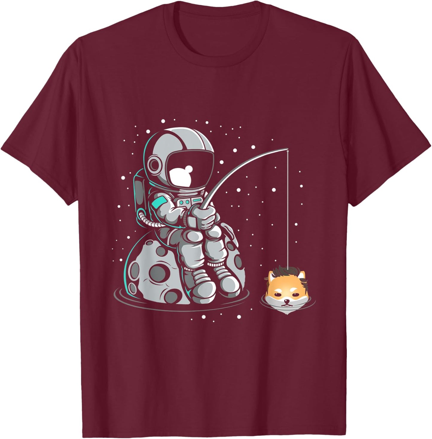 Dogelon Mars Fishing Elon Coin Blockchain Digital Asset T-Shirt - T-Shirt | Maroon