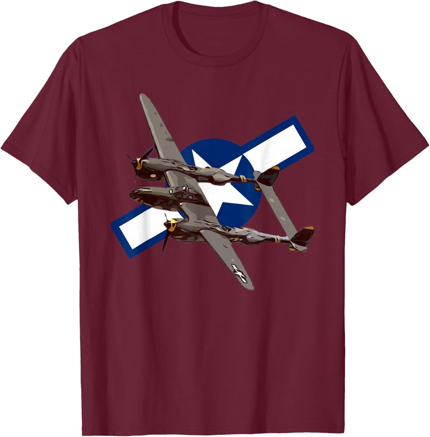 American WW2 Planes P-38 Airplane Spotting T-Shirt - T-Shirt | Maroon