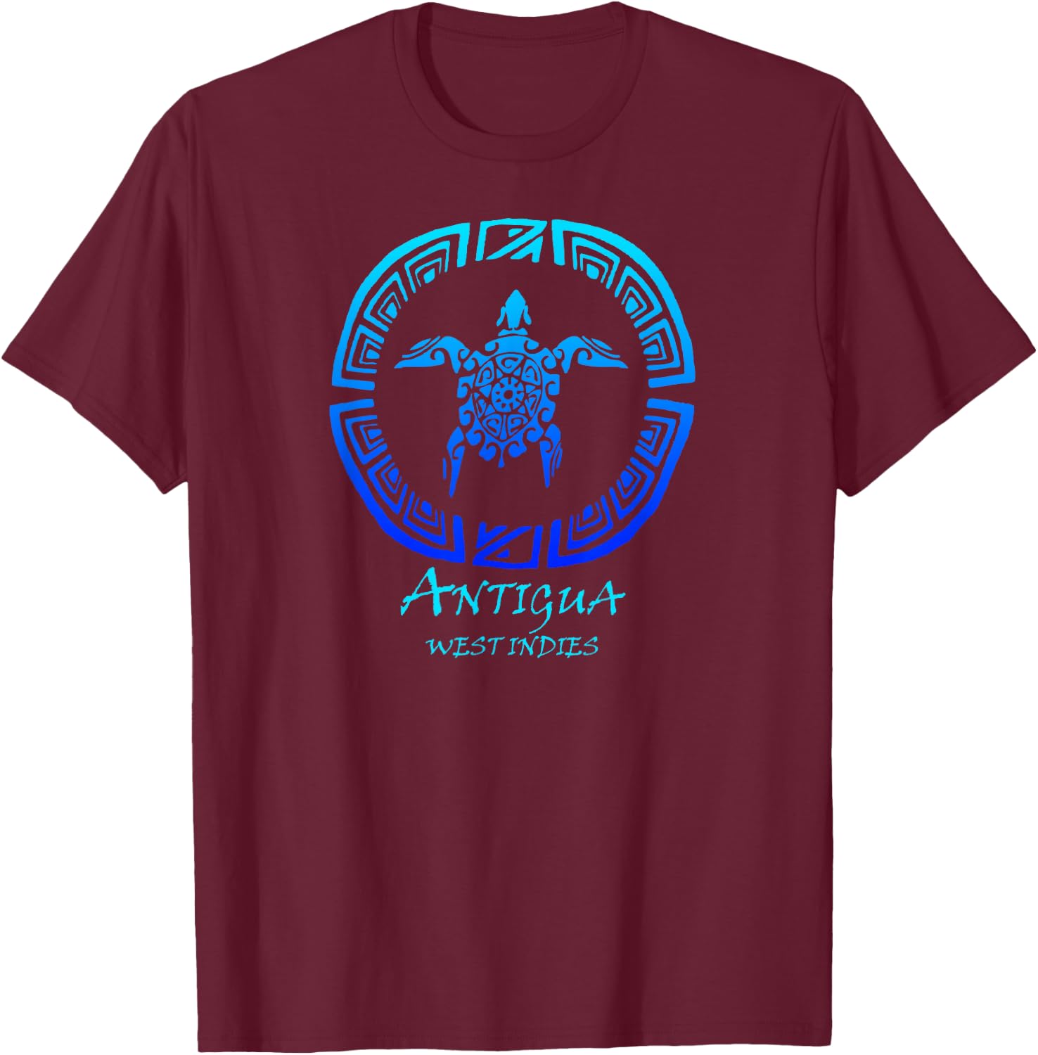 KULAWIND Antigua, West Indies Vintage Retro Tribal , Black, Small T-Shirt - T-Shirt | Maroon