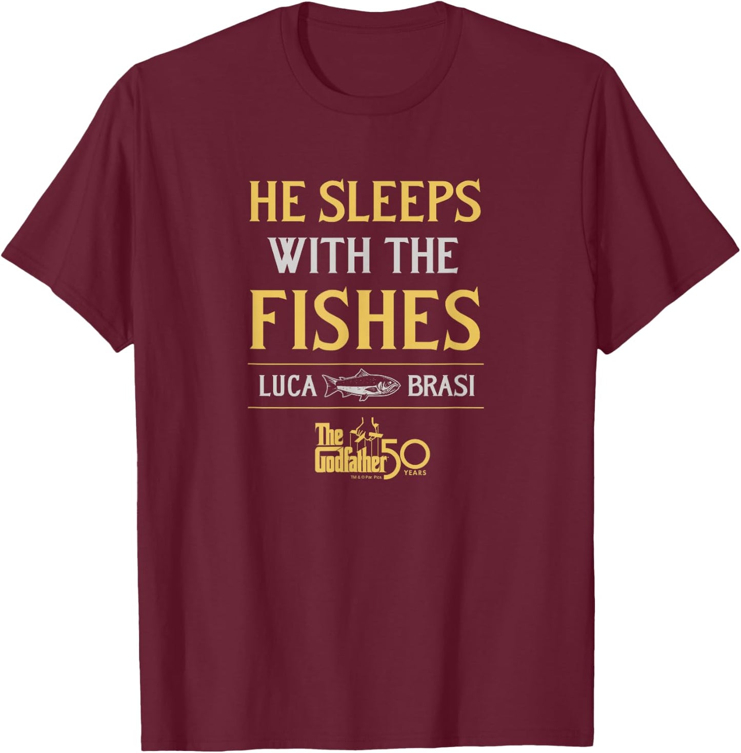 The Godfather - He Sleeps With Fishes T-Shirt - T-Shirt | Maroon