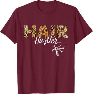 Hair Hustler - Hairstylist Gifts - Hairdresser Gift Leopard T-Shirt - T-Shirt | Maroon