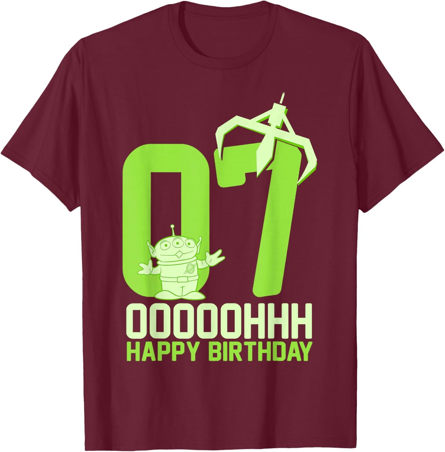 Disney Pixar Toy Story Alien OOOOH Happy 7th Birthday T-Shirt - T-Shirt | Maroon