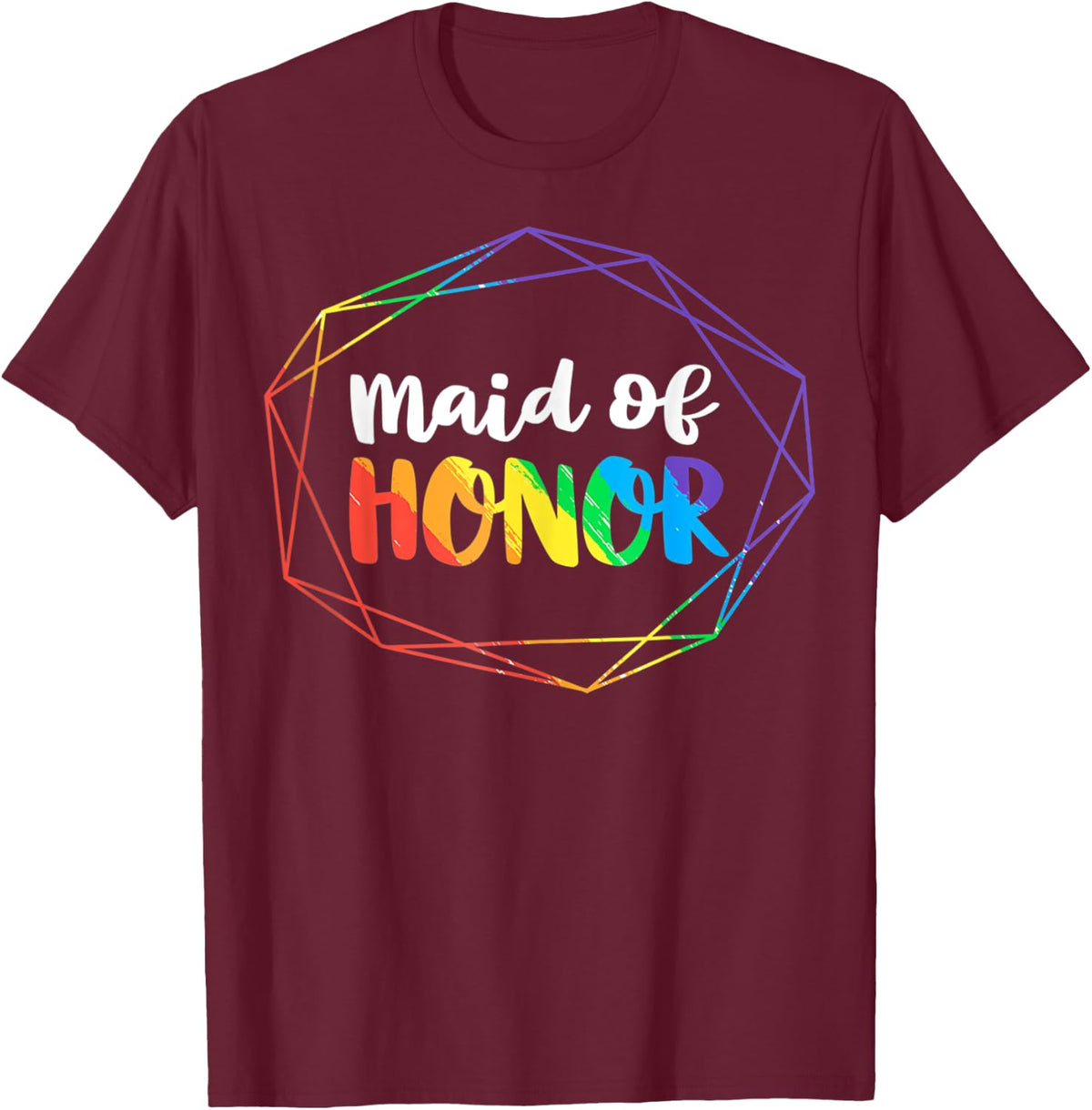 Maid of Honor Lesbian Bachelorette Party Diamond Wedding T-Shirt - T-Shirt | Maroon
