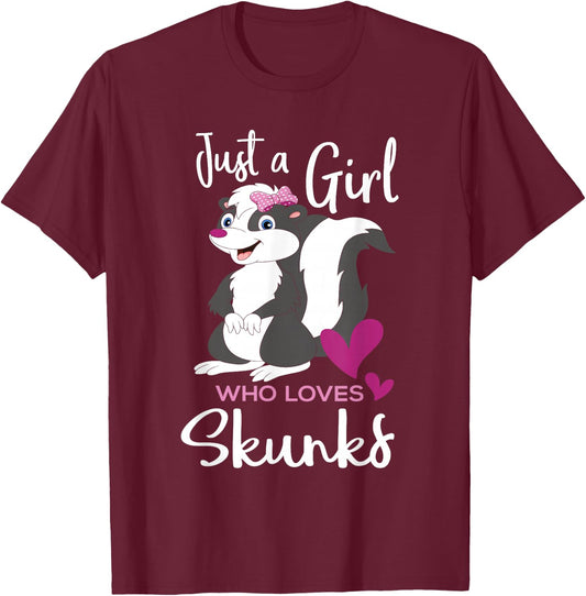 A Girl Who Loves Skunks - Skunk Lover Zookeeper Zoologist T-Shirt - T-Shirt | Maroon