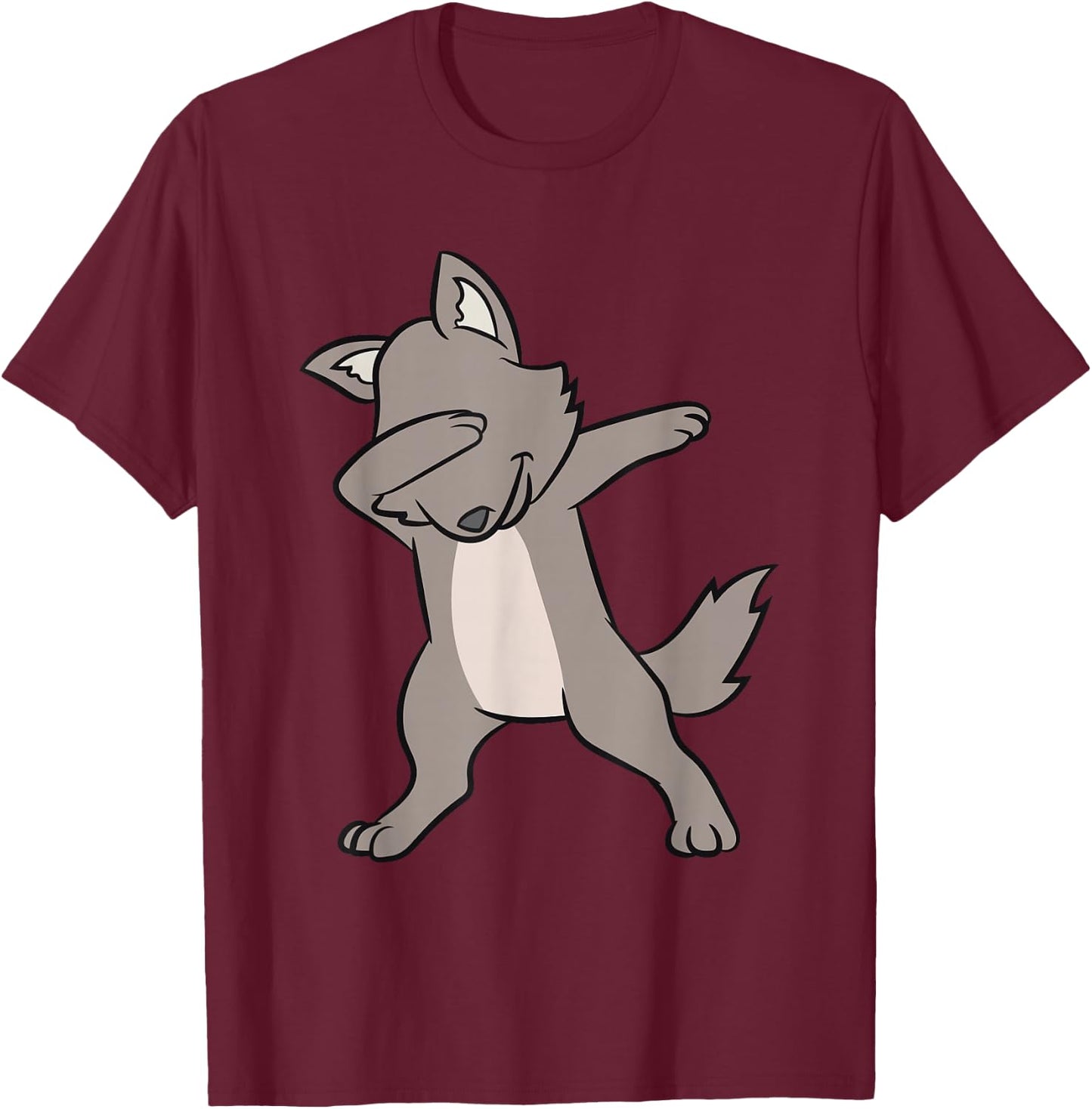 Dabbing Wolf Funny Wolf Lover Cute Wolves T-Shirt - T-Shirt | Maroon