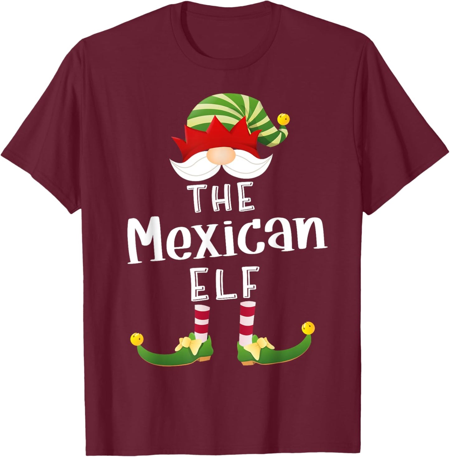 Mexican Elf Group Christmas Funny Pajama Party T-Shirt - T-Shirt | Maroon