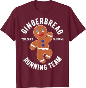 Gingerbread Running Team funny Gingerbread Christmas T-Shirt - T-Shirt | Maroon