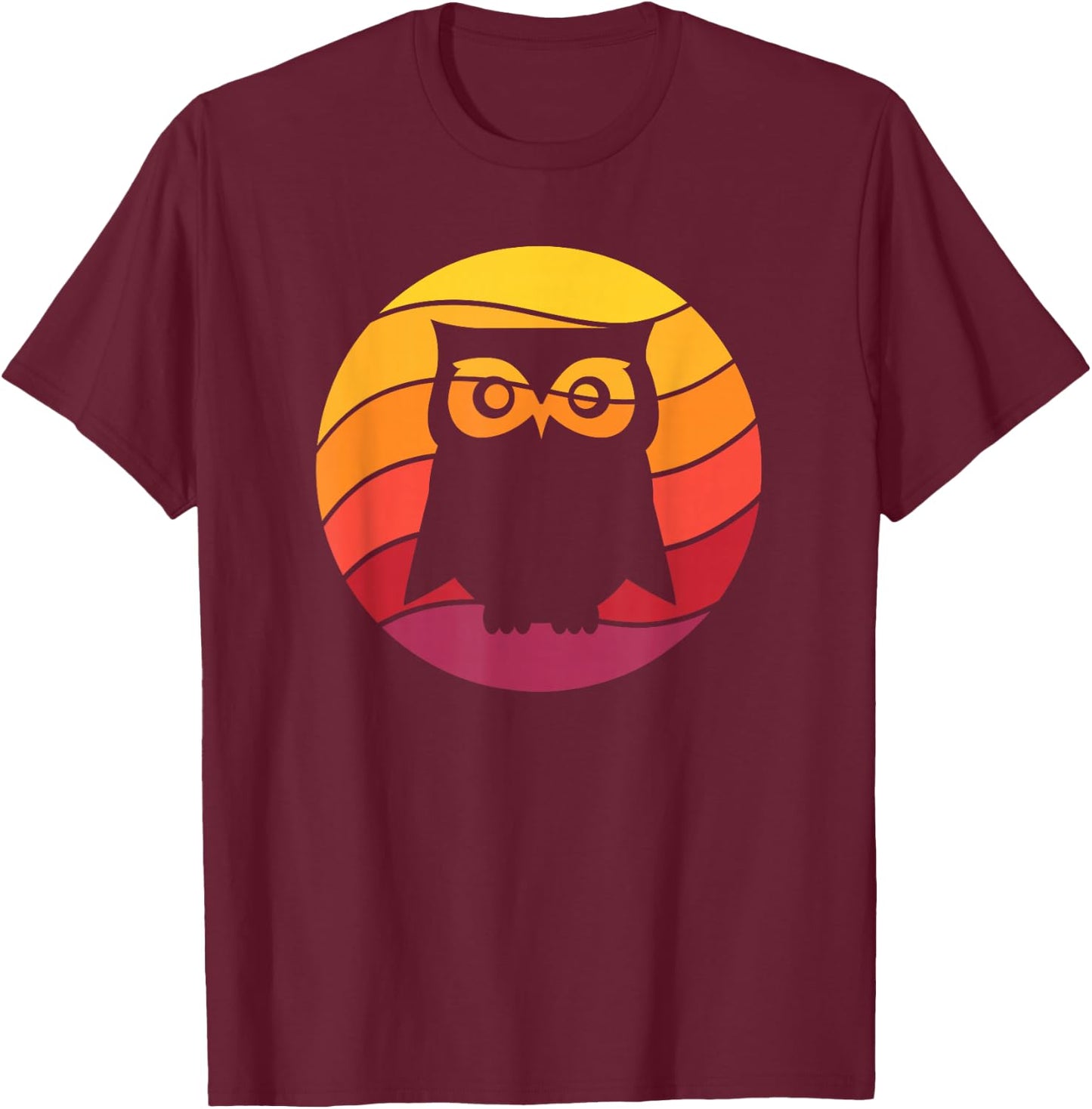 Owl Retro Style Vintage T-Shirt - T-Shirt | Maroon