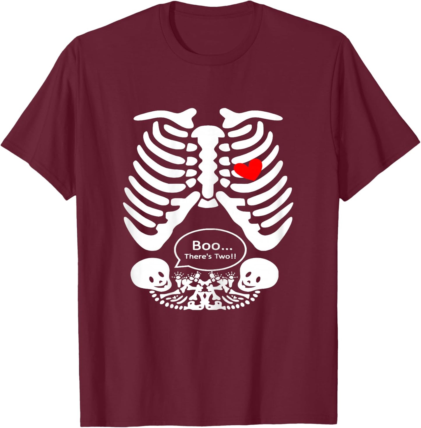 Twins Baby Bump Pregnant Women Mom Mama Announcement Costume T-Shirt - T-Shirt | Maroon
