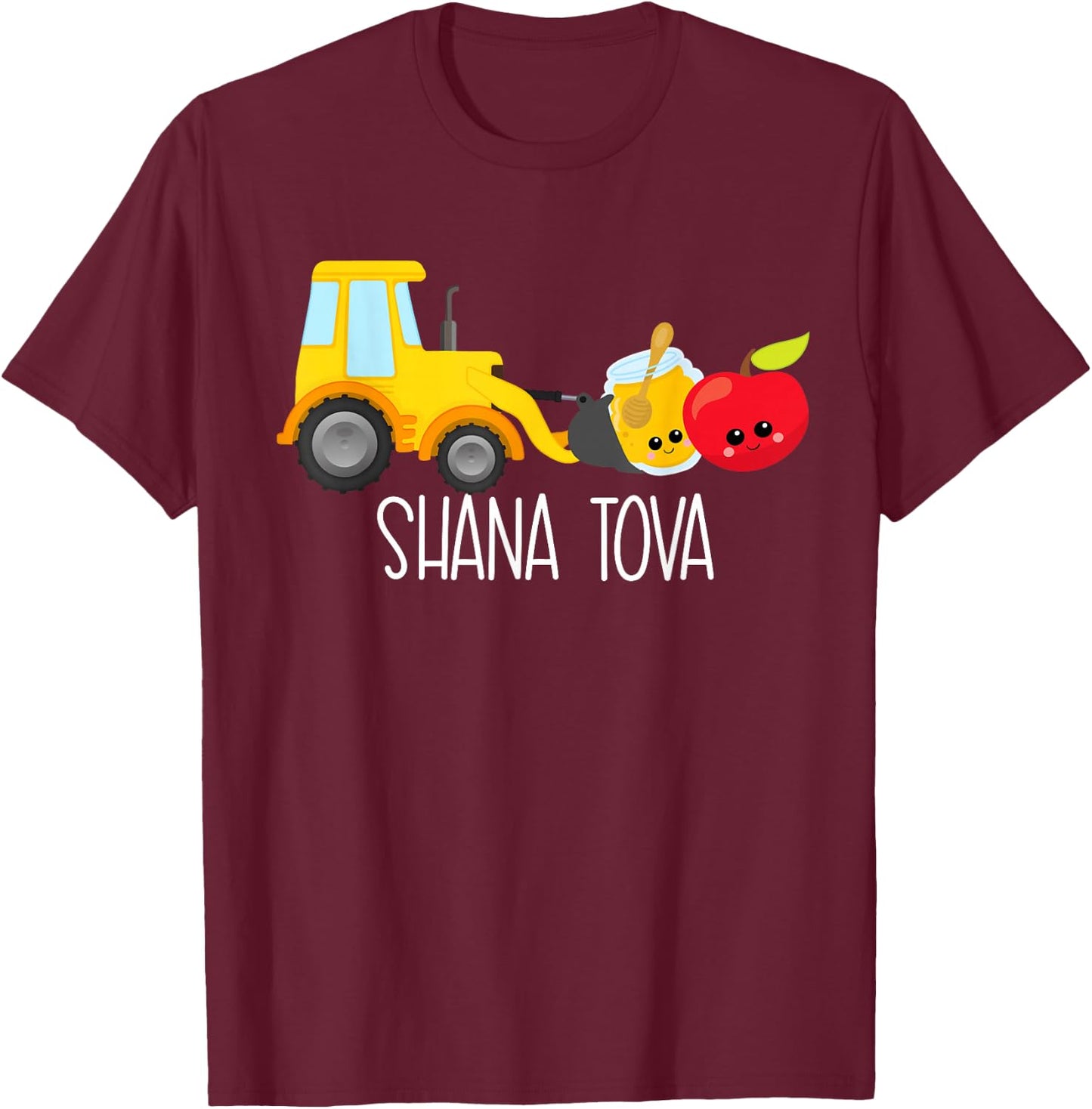 Shana Tova Trucks Loader Apple & Honey Funny Rosh Hashanah T-Shirt - T-Shirt | Maroon