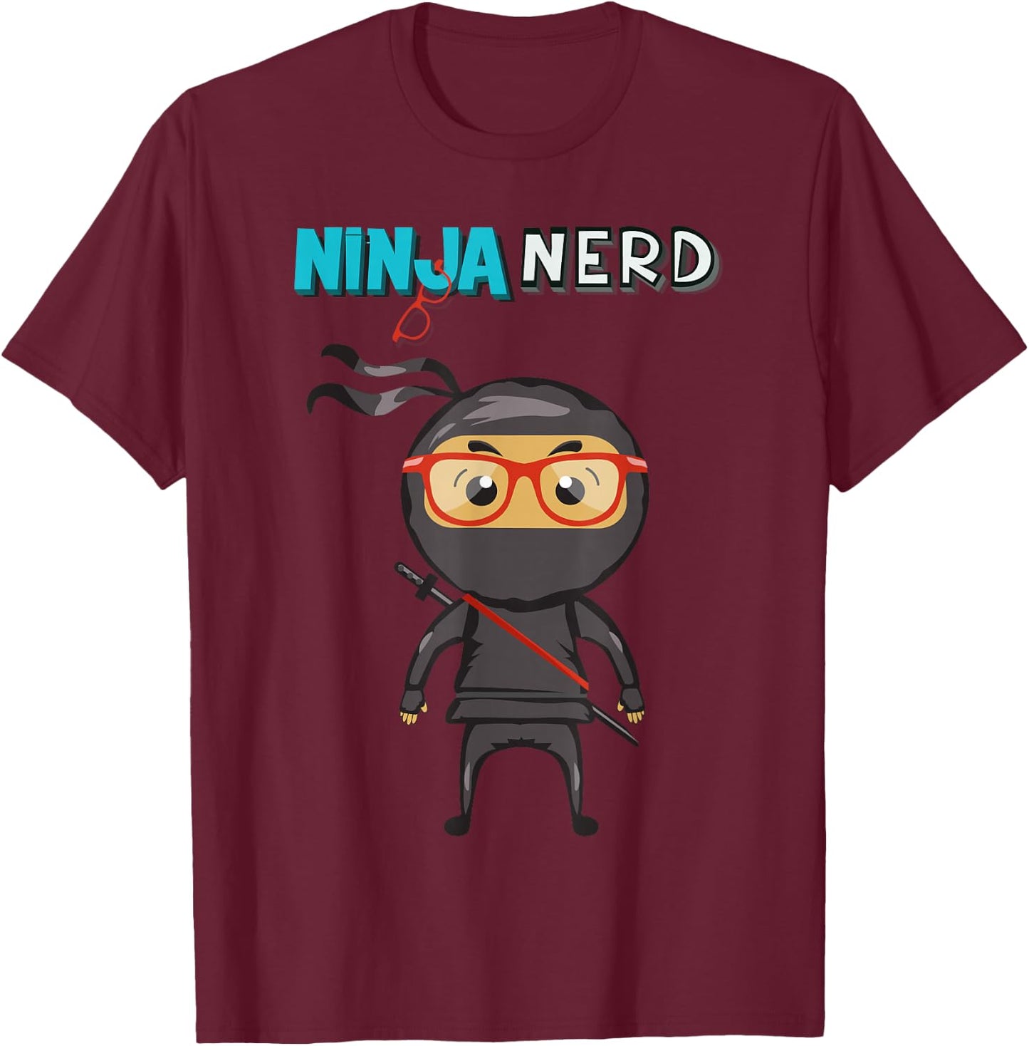 Ninja Nerd , Blue, S T-Shirt - T-Shirt | Maroon