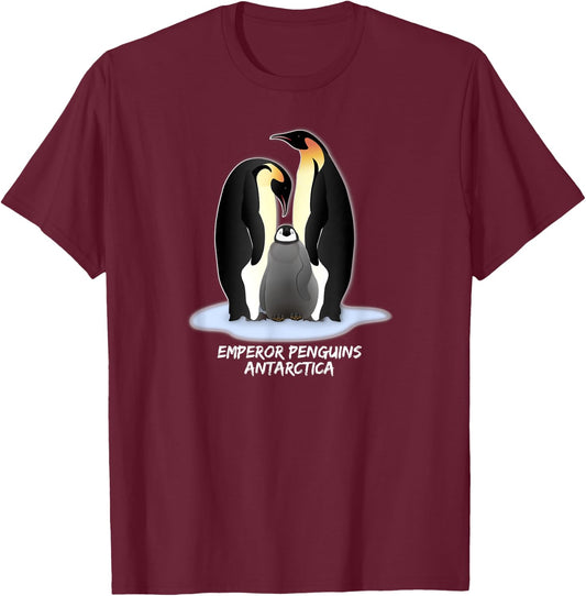 Emperor Penguins Antarctica #2 nature, wildlife T-Shirt - T-Shirt | Maroon