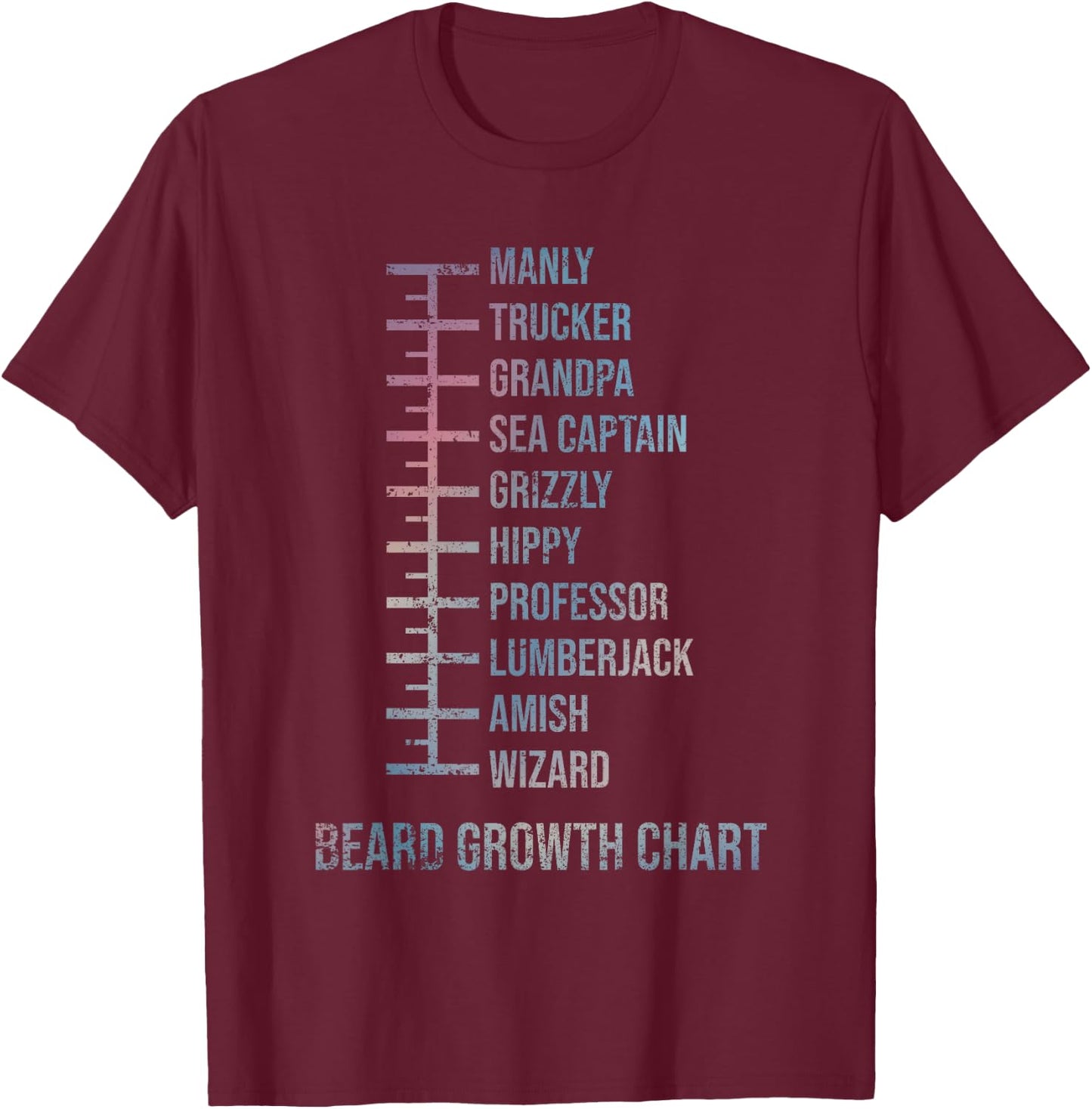 Beard Measurement Chart T-Shirt - T-Shirt | Maroon