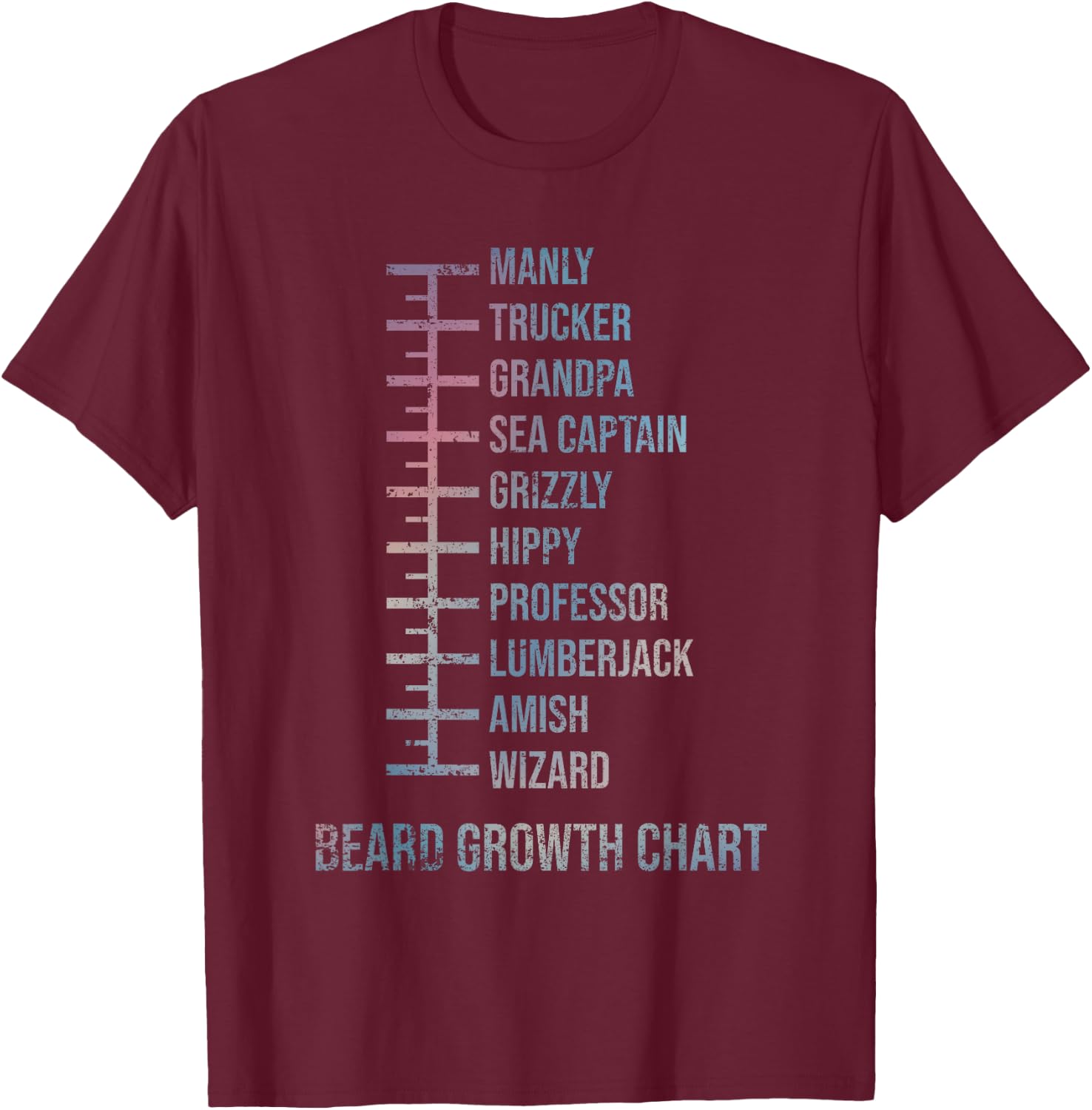 Beard Measurement Chart T-Shirt - T-Shirt | Maroon