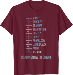 Beard Measurement Chart T-Shirt - T-Shirt | Maroon