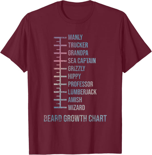 Beard Measurement Chart T-Shirt - T-Shirt | Maroon