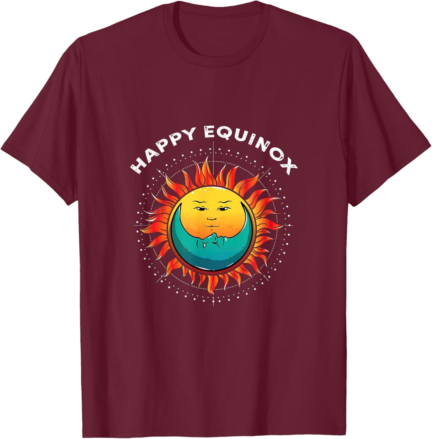 Happy-Equinox Day March Fall Solstice-Equal Day and Night T-Shirt - T-Shirt | Maroon