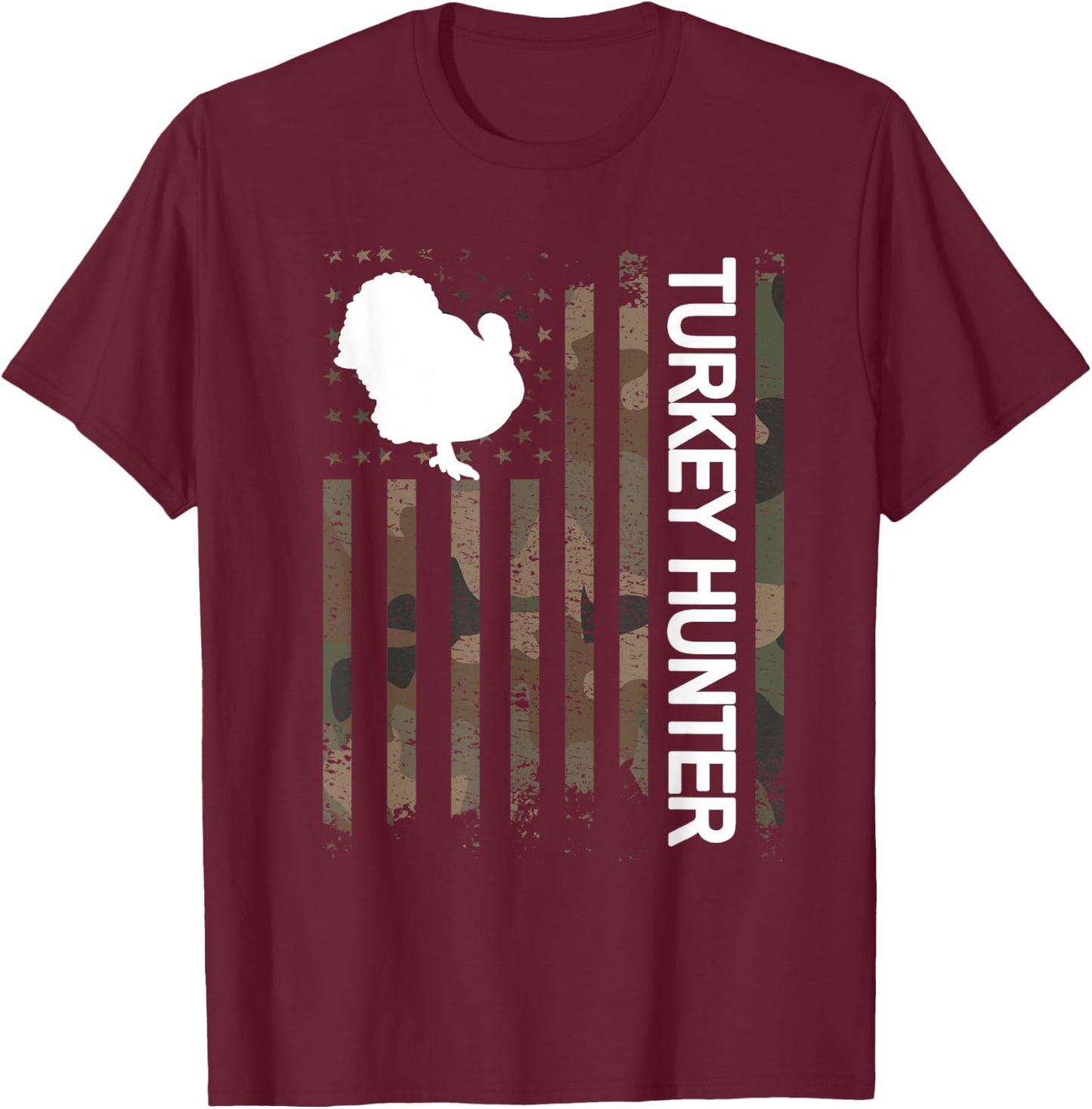 Turkey Hunter American Flag Turkey Hunting Lover Men T-Shirt - T-Shirt | Maroon