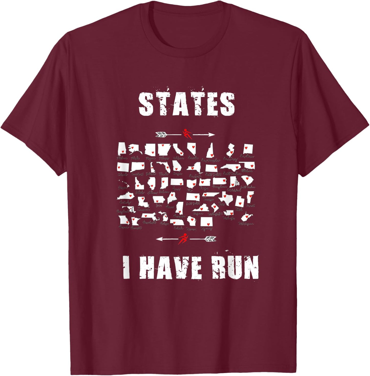 I Have Run 50 States Club Halffanatics Marathon Enthusiasts T-Shirt - T-Shirt | Maroon