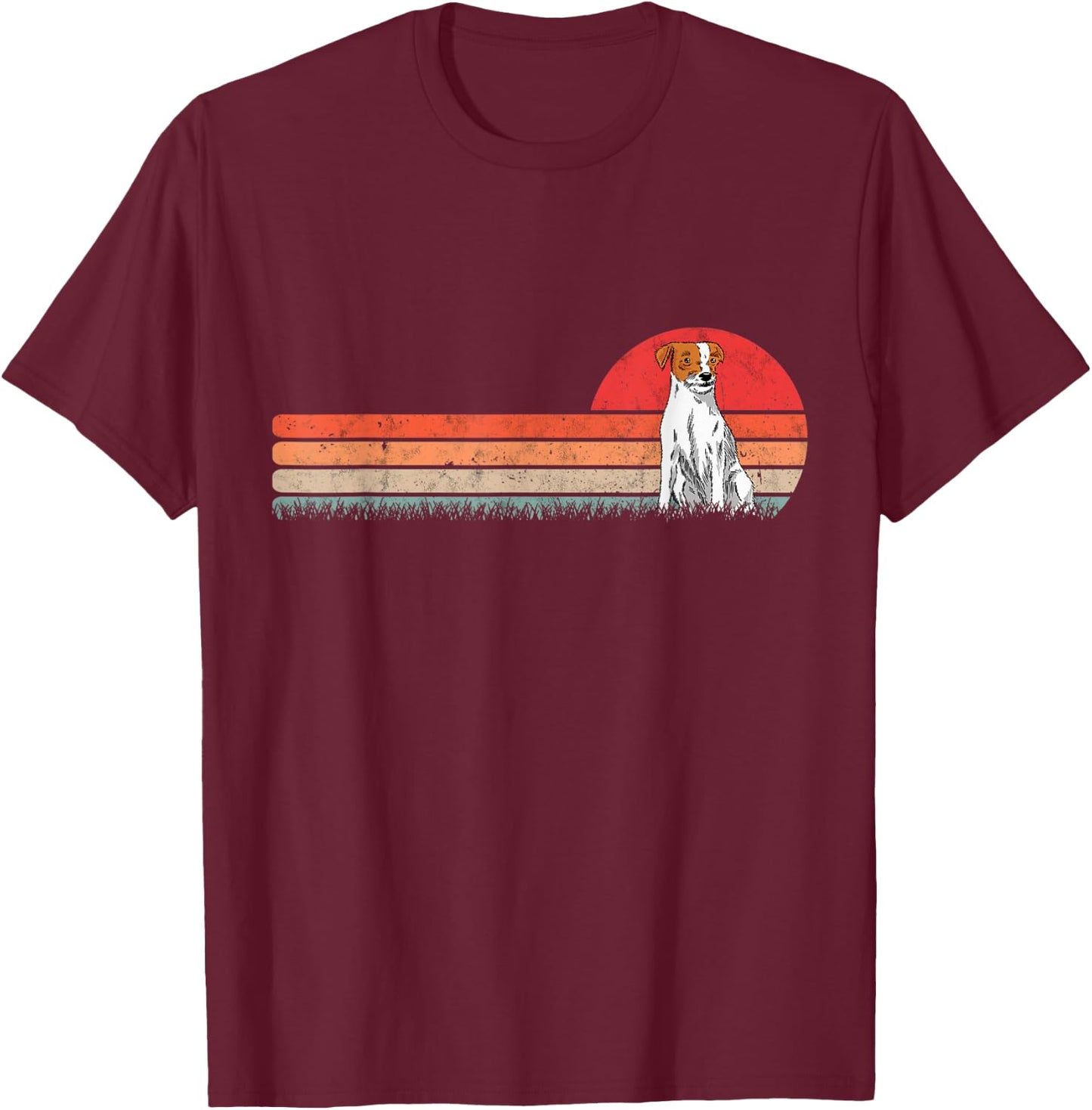 Parson Russell Terrier Retro T-Shirt - T-Shirt | Maroon