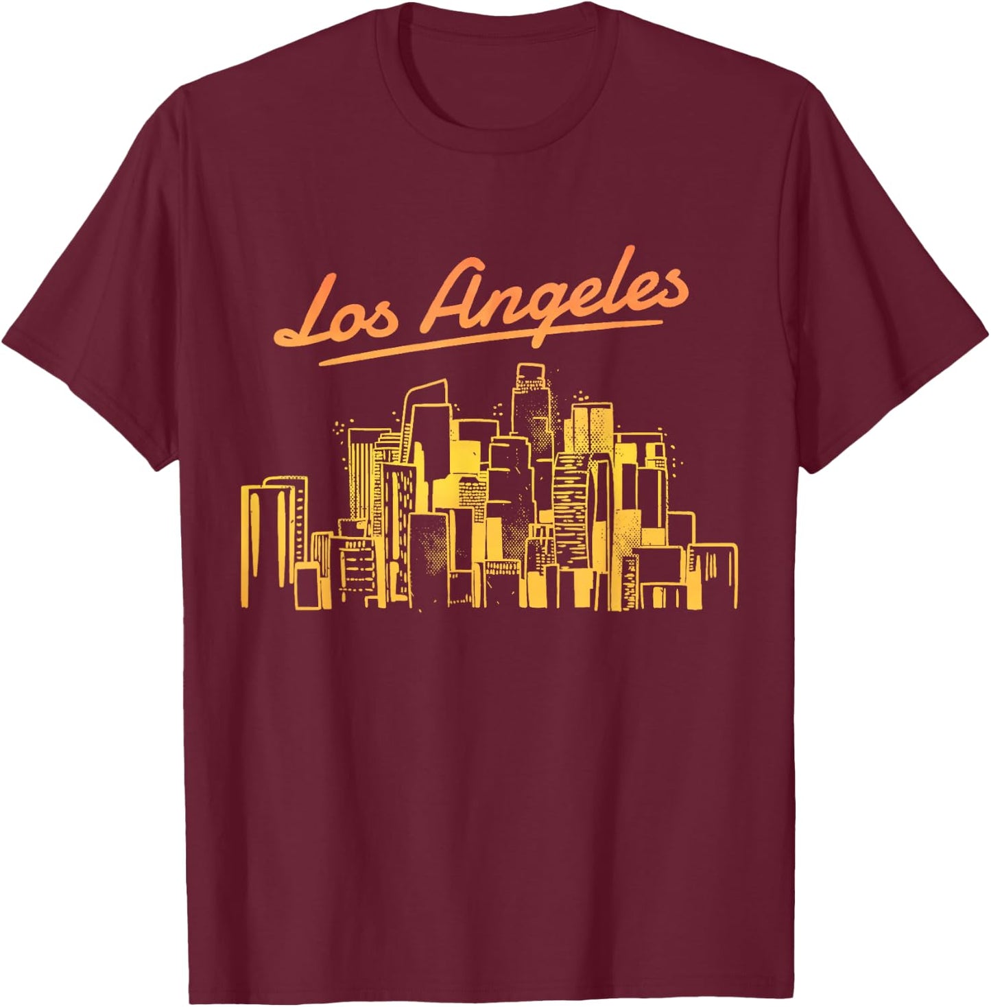Los Angeles Skyline LA Vintage California T-Shirt - T-Shirt | Maroon