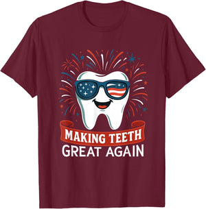 America Oral Health Dental Dentist T-Shirt - T-Shirt | Maroon
