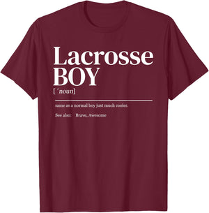 Funny Lacrosse quote definition men youth boy T-Shirt - T-Shirt | Maroon