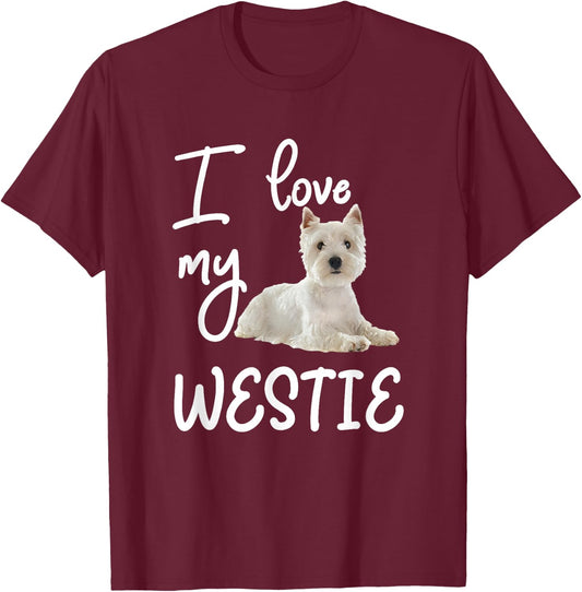 West Highland Terrier, I Love My Westie T-Shirt - T-Shirt | Maroon